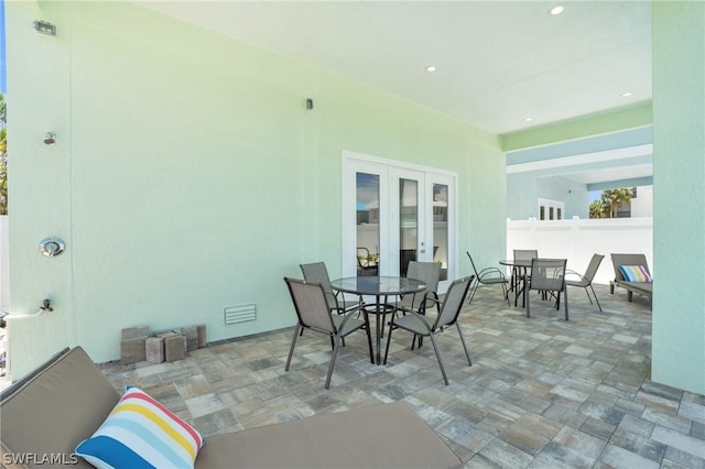 view of patio featuring french doors