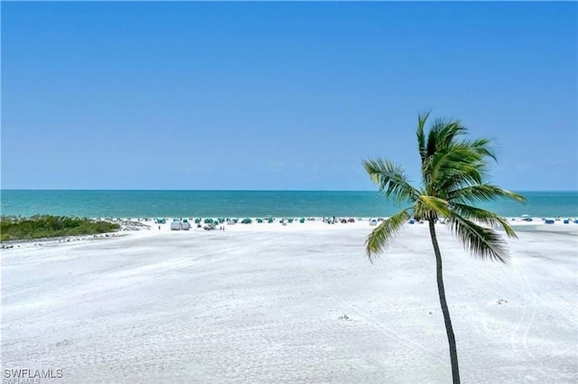 property view of water featuring a beach view