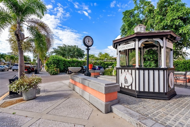 exterior space with a gazebo