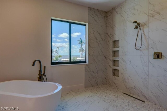 bathroom with plus walk in shower