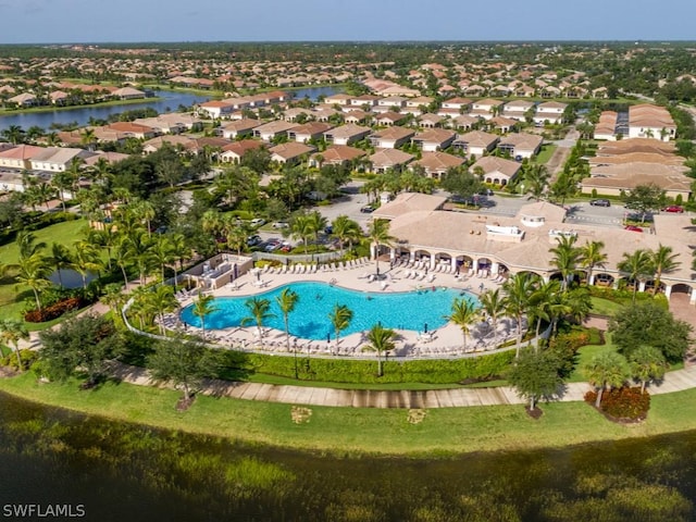 bird's eye view featuring a water view