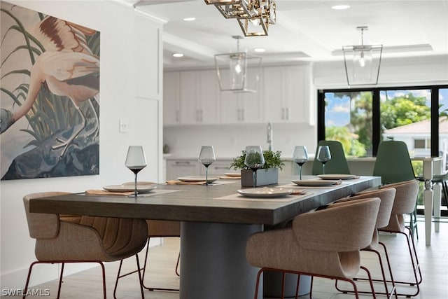 dining space featuring light hardwood / wood-style floors