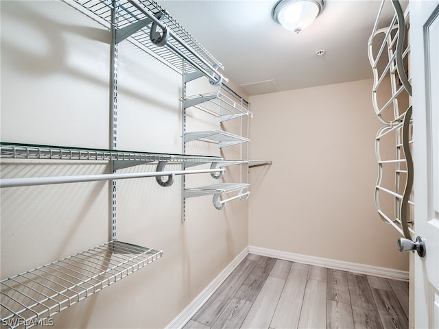 walk in closet featuring wood-type flooring