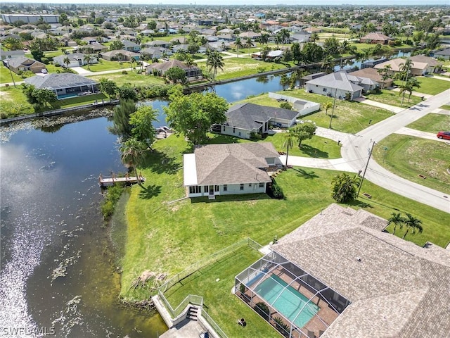 bird's eye view featuring a water view