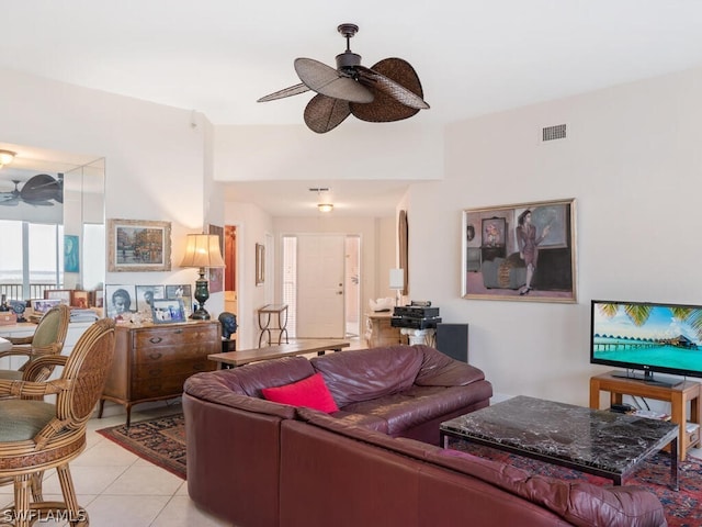 view of tiled living room