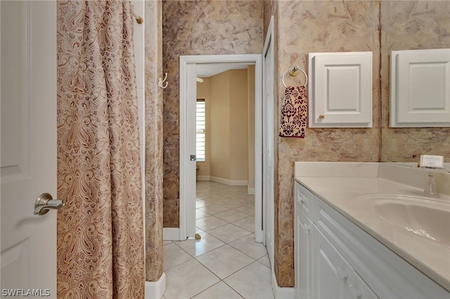 bathroom featuring vanity and tile patterned floors