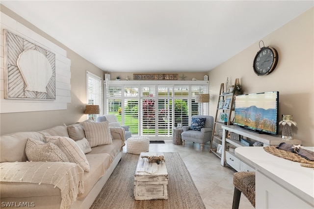 view of tiled living room