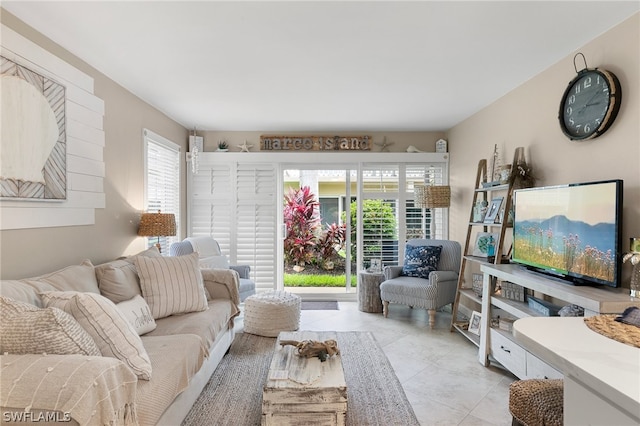 view of tiled living room