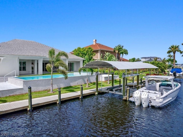 dock area featuring a water view