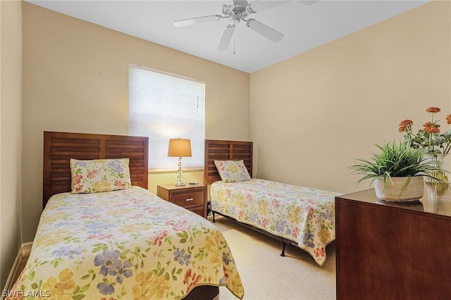 bedroom featuring carpet and ceiling fan