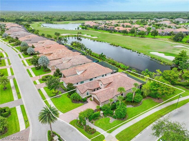 bird's eye view featuring a water view