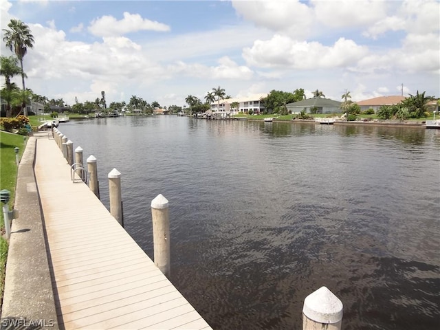 view of dock featuring a water view