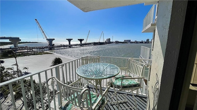 balcony with a water view