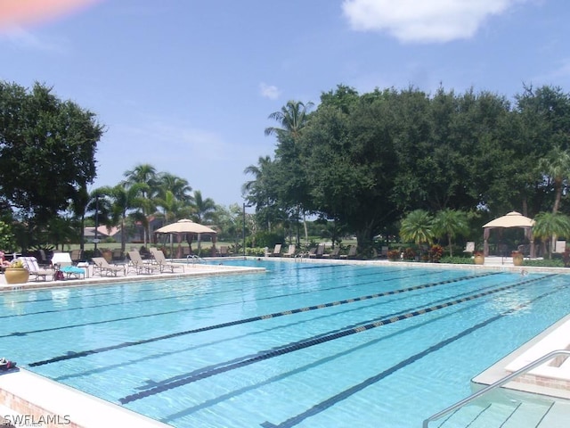 view of pool with a gazebo