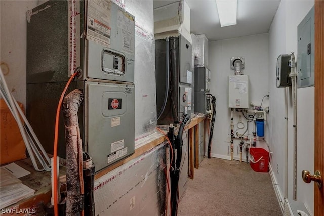 utility room with water heater