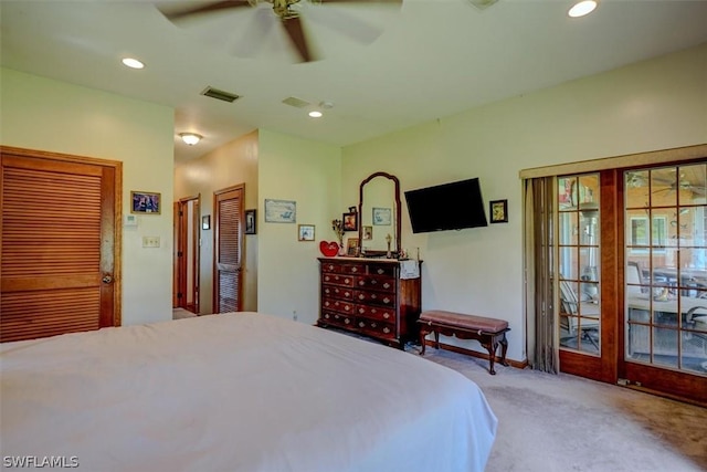 bedroom with carpet and ceiling fan