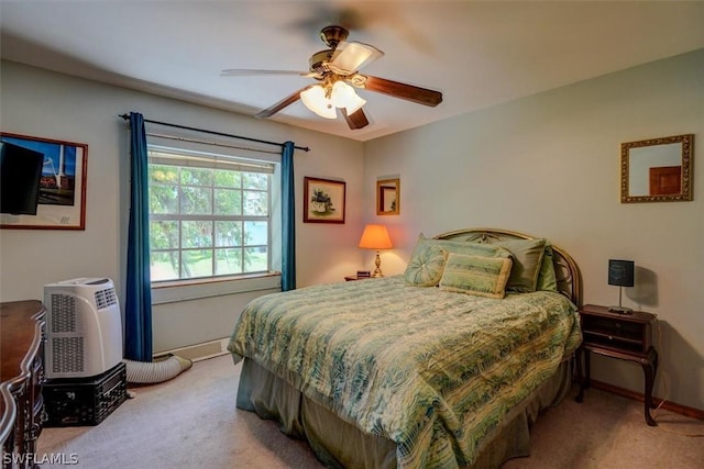 bedroom featuring carpet floors and ceiling fan