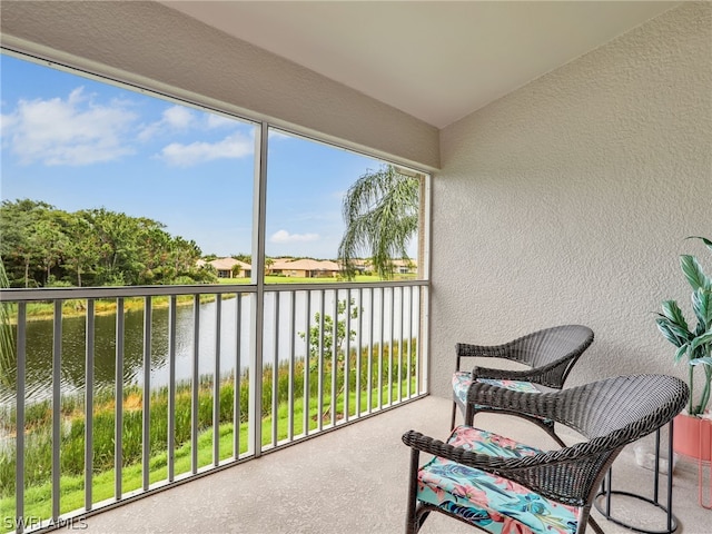 balcony with a water view