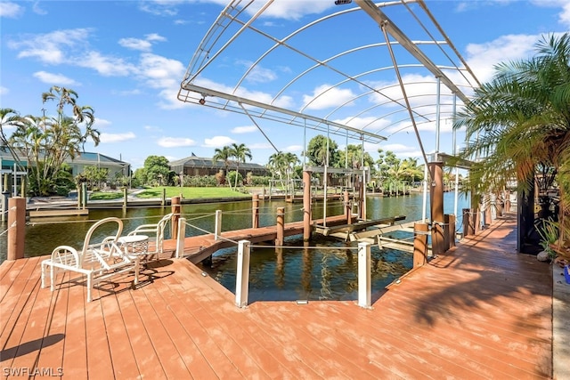 view of dock featuring a water view