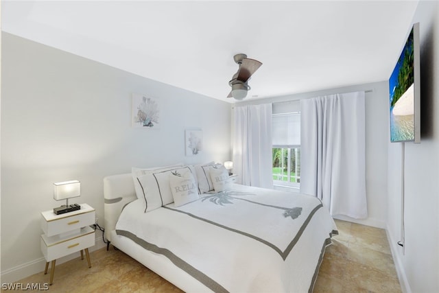 bedroom featuring ceiling fan