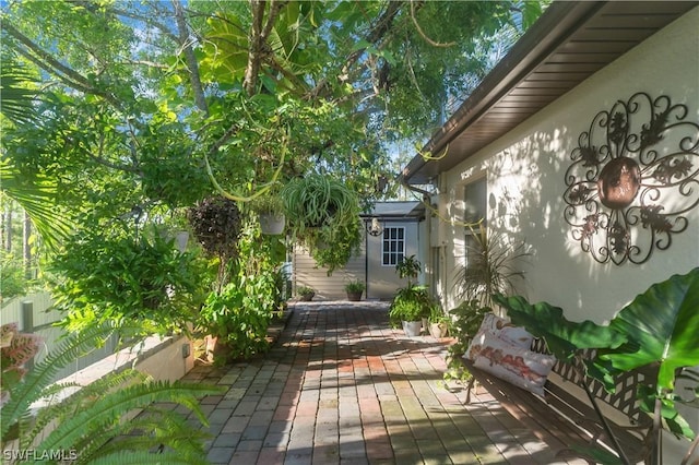 view of yard featuring a wooden deck