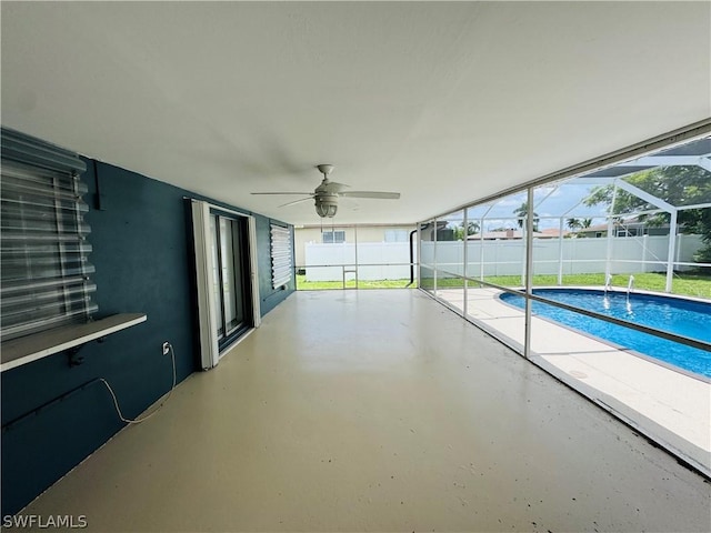 view of pool with ceiling fan