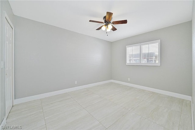 unfurnished room featuring ceiling fan