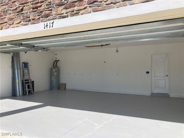 garage featuring water heater