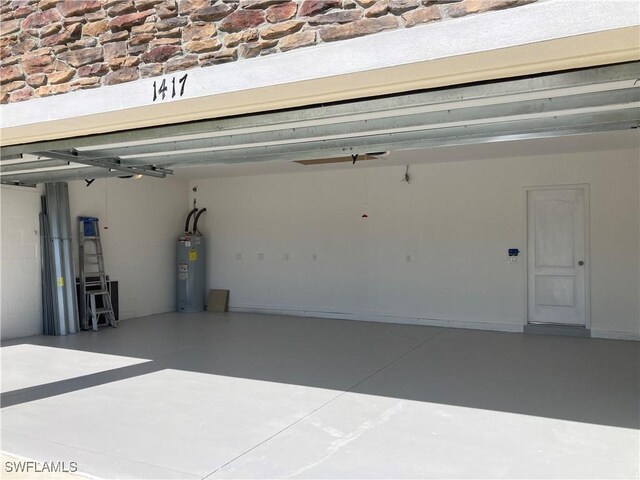 garage with electric water heater