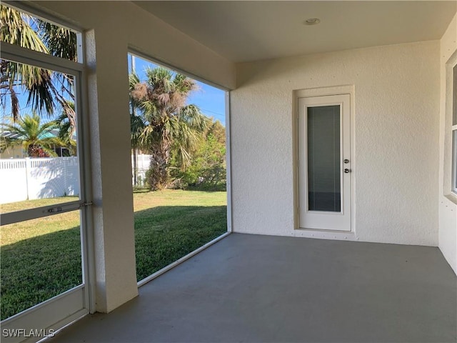 view of unfurnished sunroom