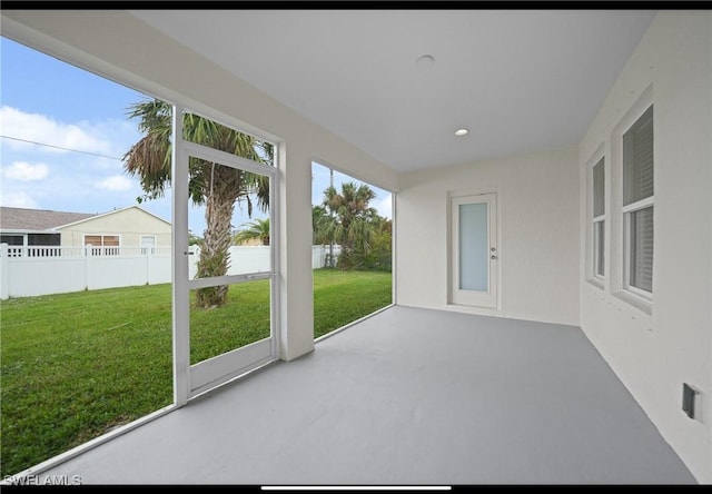 view of unfurnished sunroom