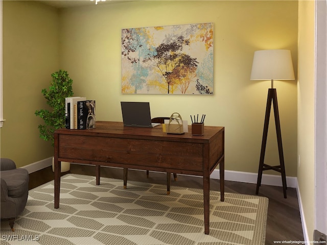 home office featuring hardwood / wood-style flooring