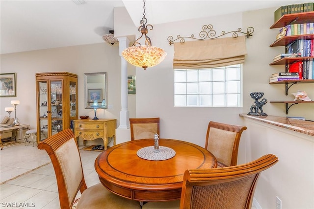 view of tiled dining area