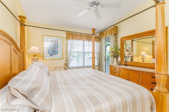 bedroom featuring ceiling fan