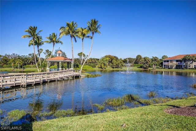 water view with a gazebo