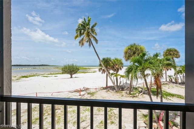 view of water feature with a view of the beach