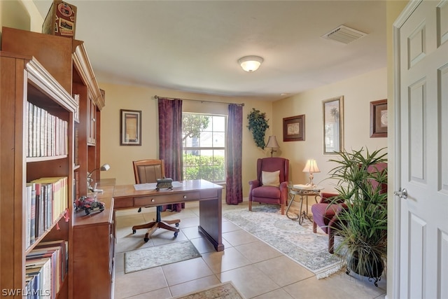 view of tiled home office