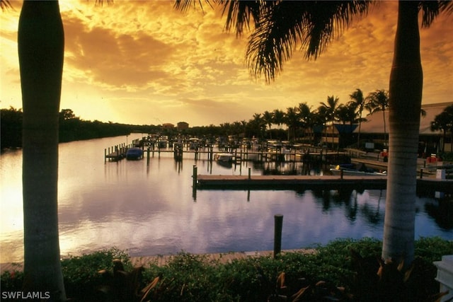 water view with a boat dock