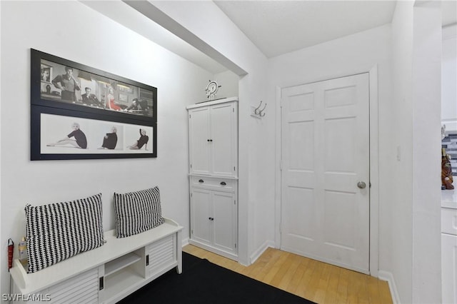 mudroom featuring light wood-type flooring