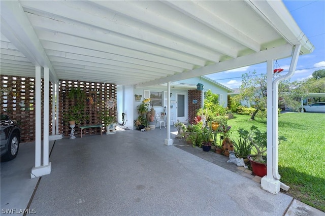 view of patio with a carport