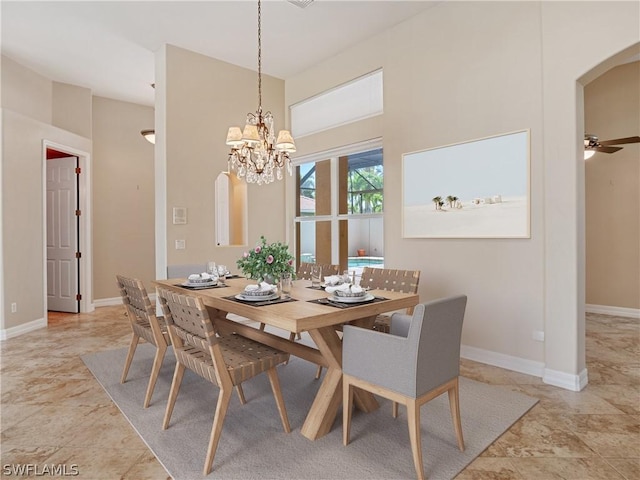 dining room featuring a chandelier