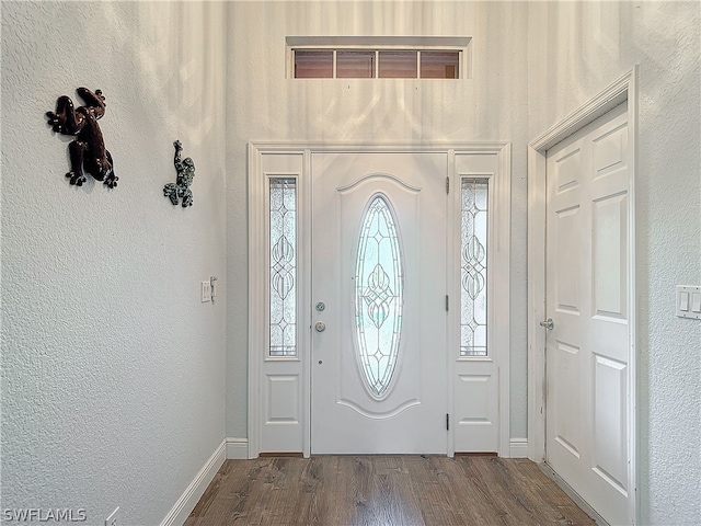 entryway with plenty of natural light and hardwood / wood-style flooring