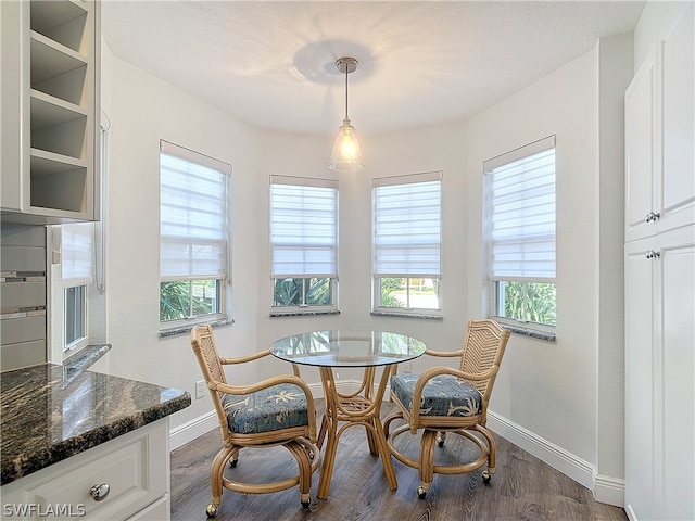 dining space with hardwood / wood-style floors