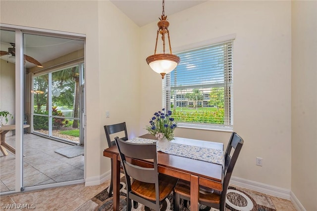 dining room featuring light tile patterned floors and a healthy amount of sunlight