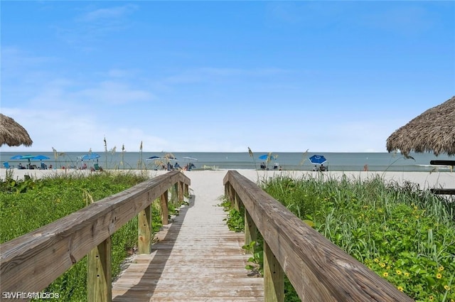 property view of water with a beach view