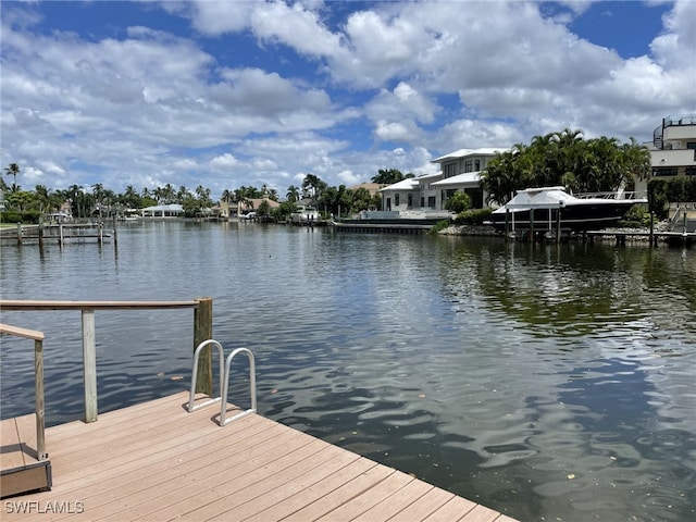 view of dock featuring a water view