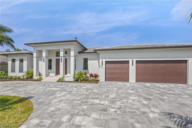 prairie-style house with a garage