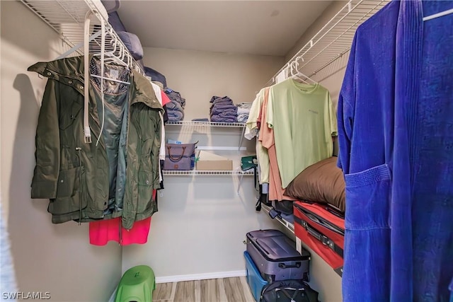 walk in closet featuring hardwood / wood-style floors