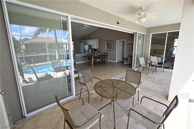 interior space featuring a lanai and ceiling fan