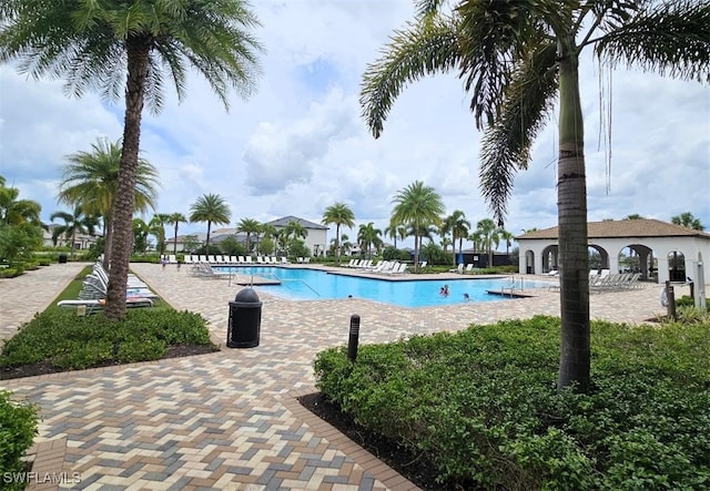 view of pool featuring a patio area